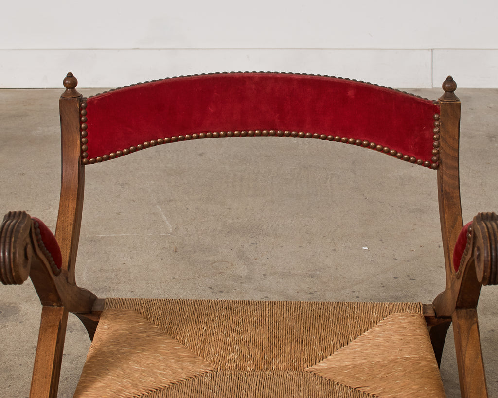 Regency Style Oak Camel Elephant Saddle Stool with Curule Legs