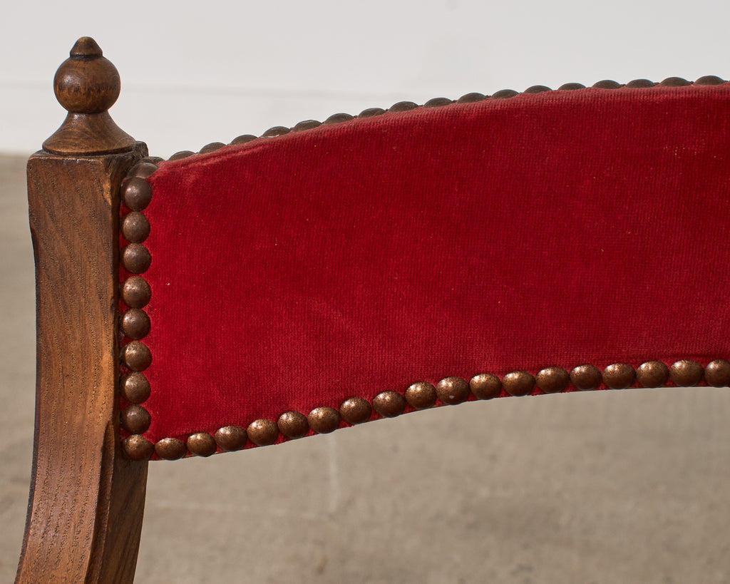 Regency Style Oak Camel Elephant Saddle Stool with Curule Legs
