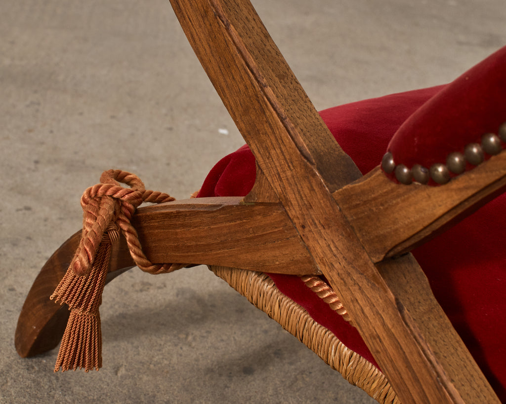 Regency Style Oak Camel Elephant Saddle Stool with Curule Legs