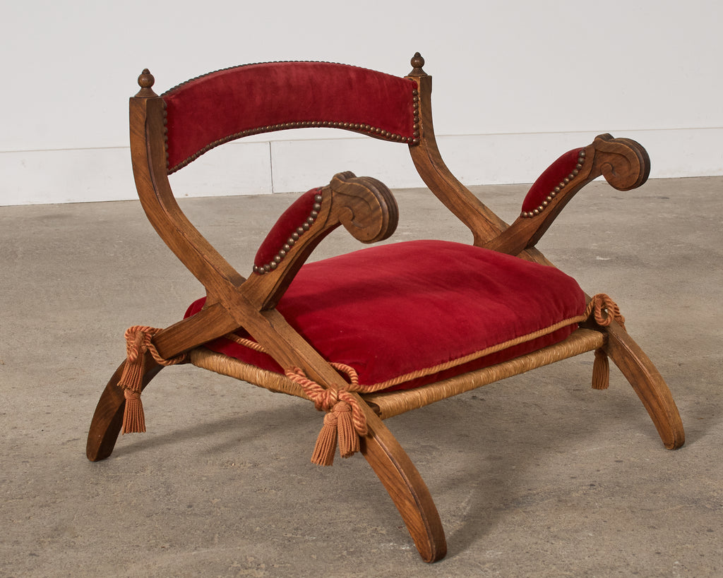 Regency Style Oak Camel Elephant Saddle Stool with Curule Legs