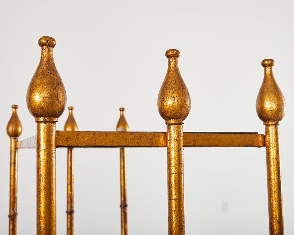 Pair of Italian Regency Faux Bamboo Iron Etagere Display Shelves