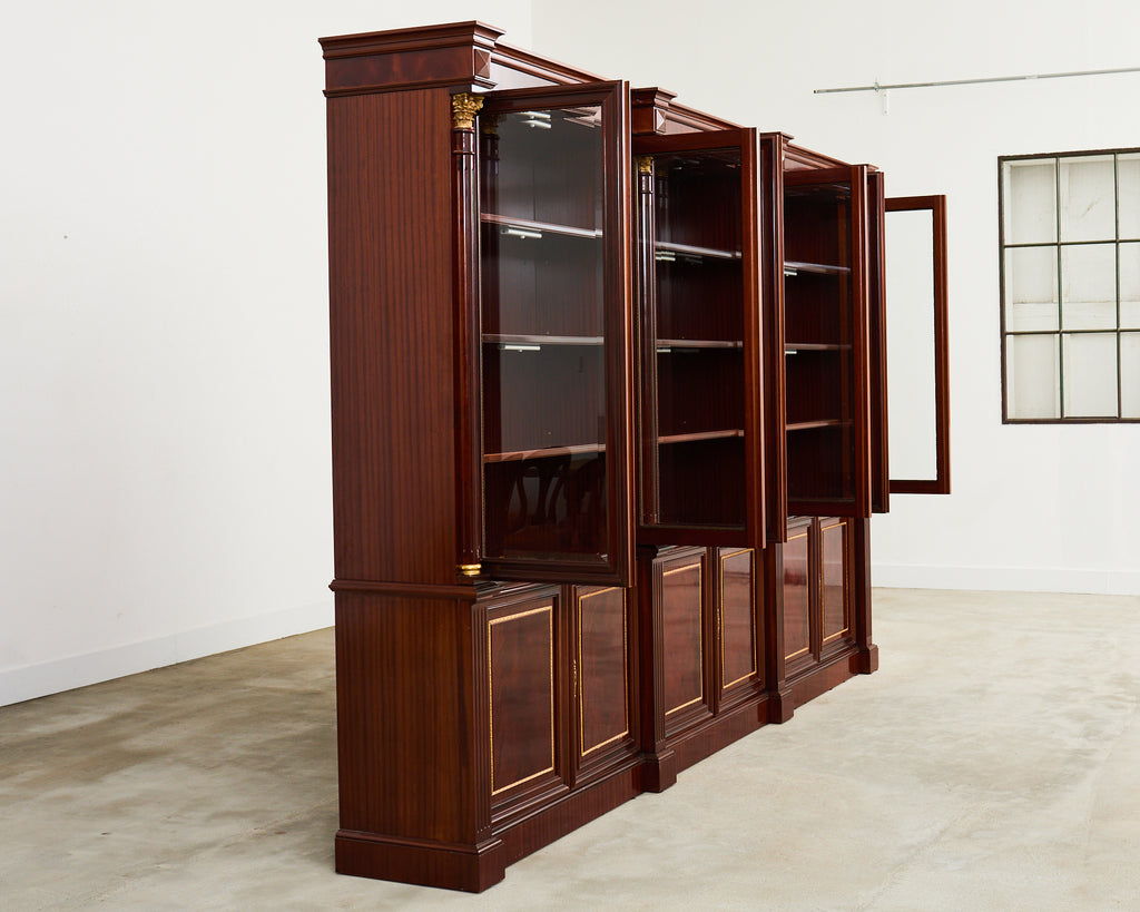 Grand Regency Style Bronze Mounted Mahogany Library Bookcase