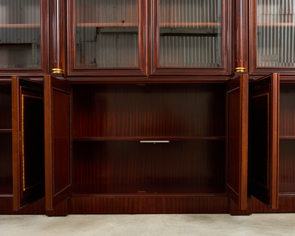 Grand Regency Style Bronze Mounted Mahogany Library Bookcase