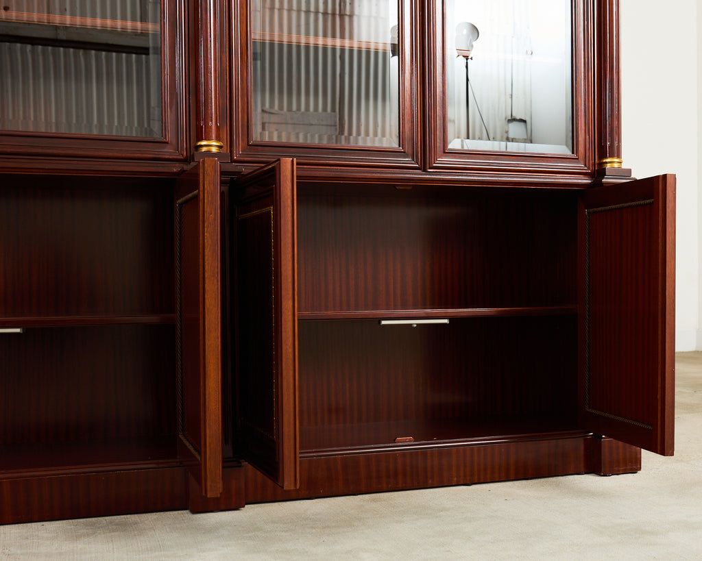 Grand Regency Style Bronze Mounted Mahogany Library Bookcase