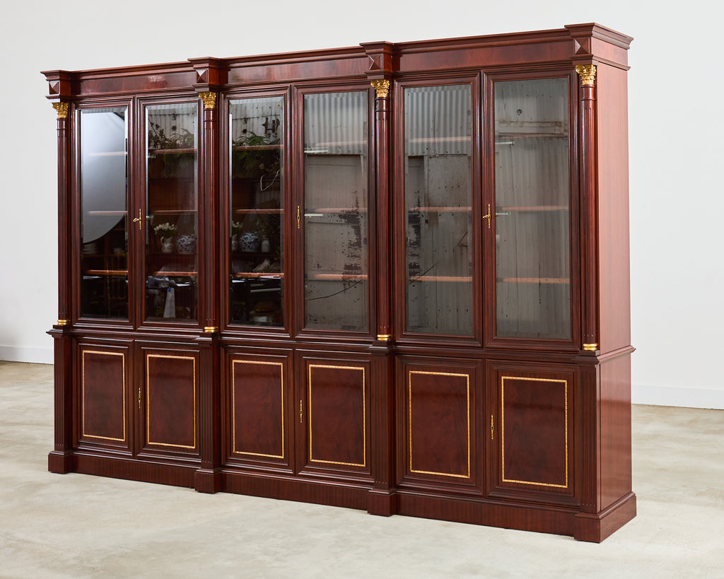 Grand Regency Style Bronze Mounted Mahogany Library Bookcase