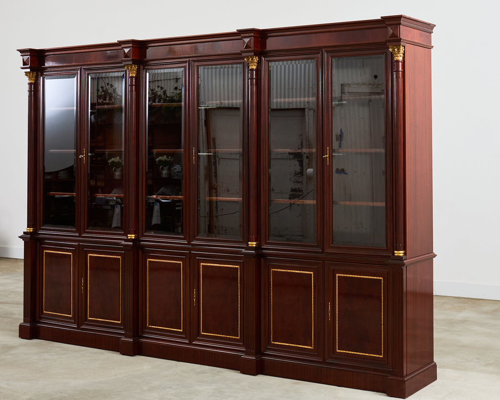 Grand Regency Style Bronze Mounted Mahogany Library Bookcase