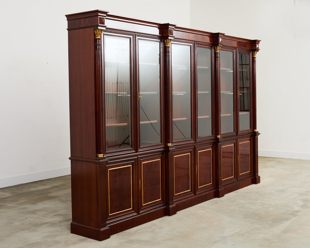 Grand Regency Style Bronze Mounted Mahogany Library Bookcase