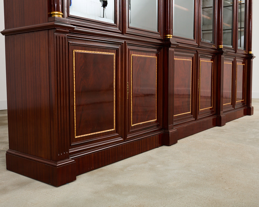 Grand Regency Style Bronze Mounted Mahogany Library Bookcase