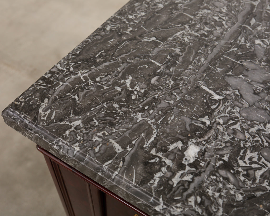 Neoclassical Louis Philippe Marble Top Mahogany Sideboard Buffet