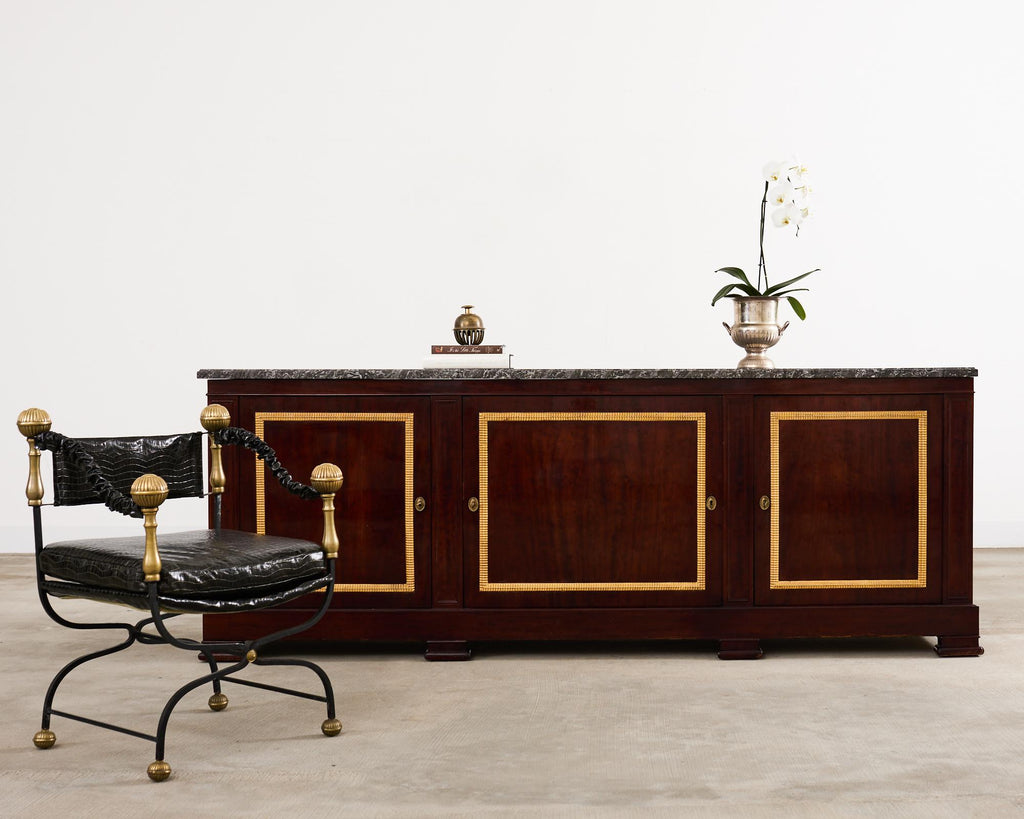 Neoclassical Louis Philippe Marble Top Mahogany Sideboard Buffet