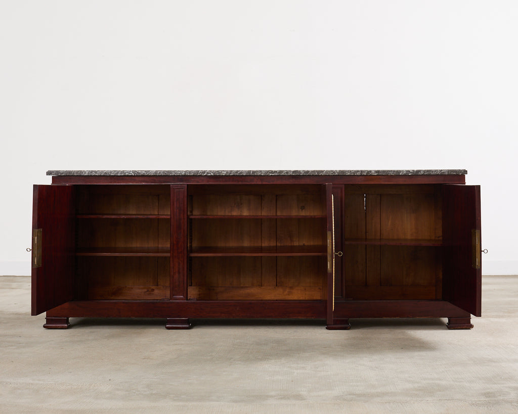 Neoclassical Louis Philippe Marble Top Mahogany Sideboard Buffet