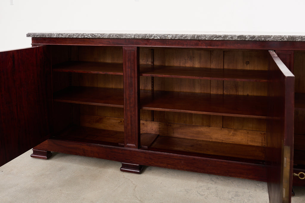 Neoclassical Louis Philippe Marble Top Mahogany Sideboard Buffet