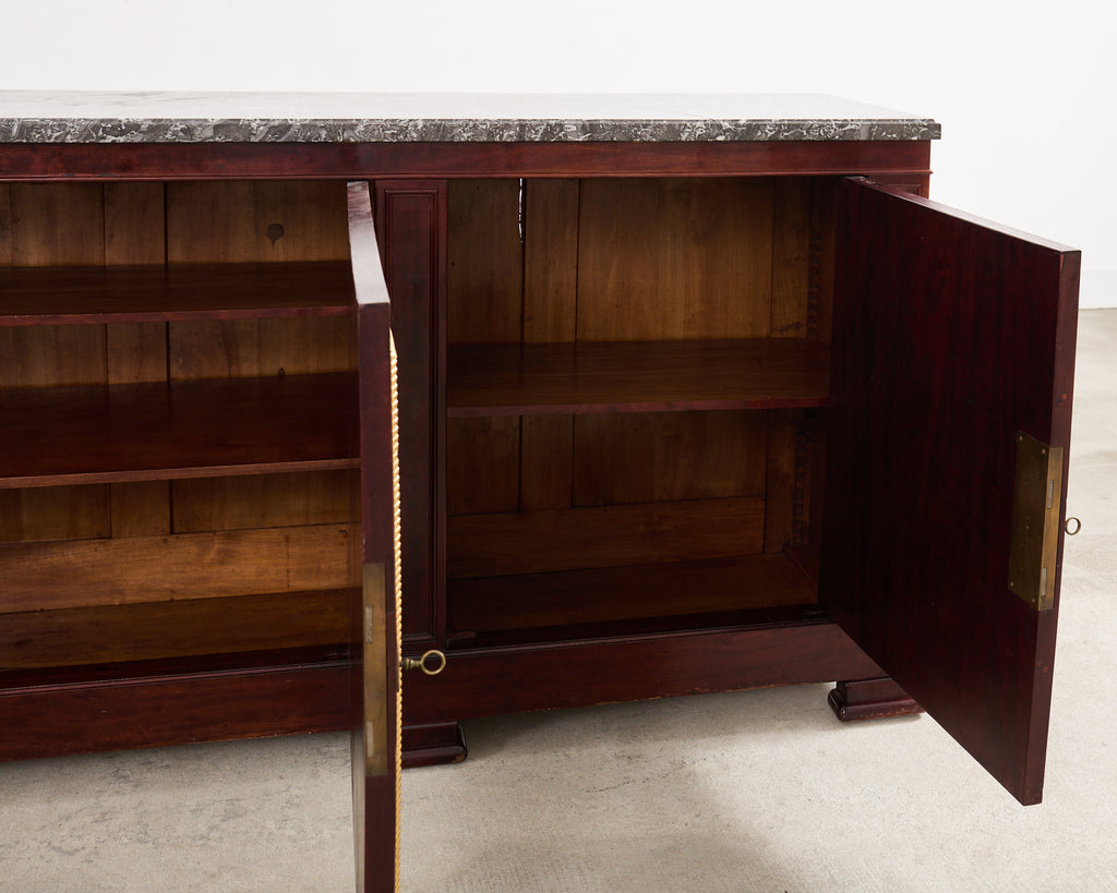 Neoclassical Louis Philippe Marble Top Mahogany Sideboard Buffet