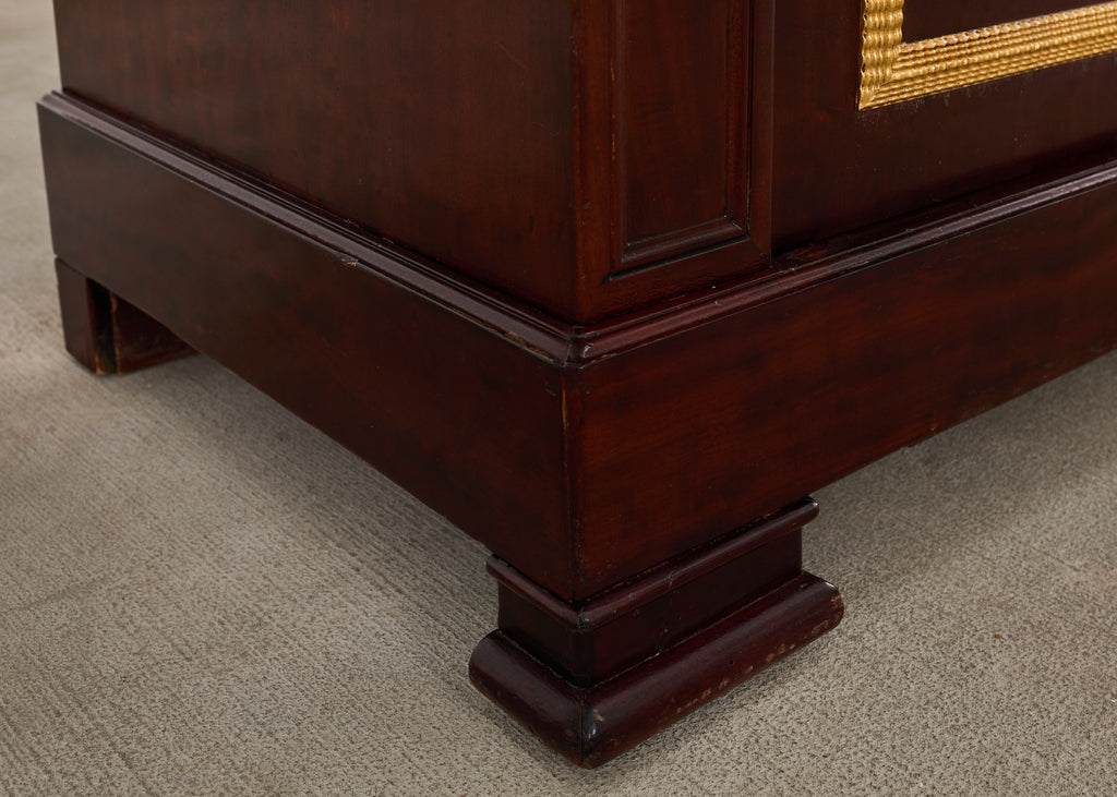 Neoclassical Louis Philippe Marble Top Mahogany Sideboard Buffet