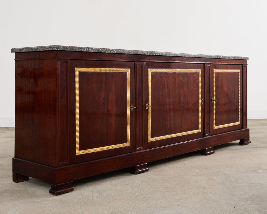 Neoclassical Louis Philippe Marble Top Mahogany Sideboard Buffet
