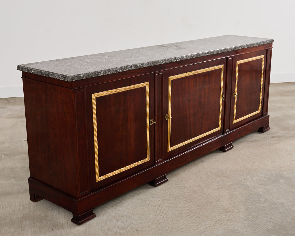 Neoclassical Louis Philippe Marble Top Mahogany Sideboard Buffet