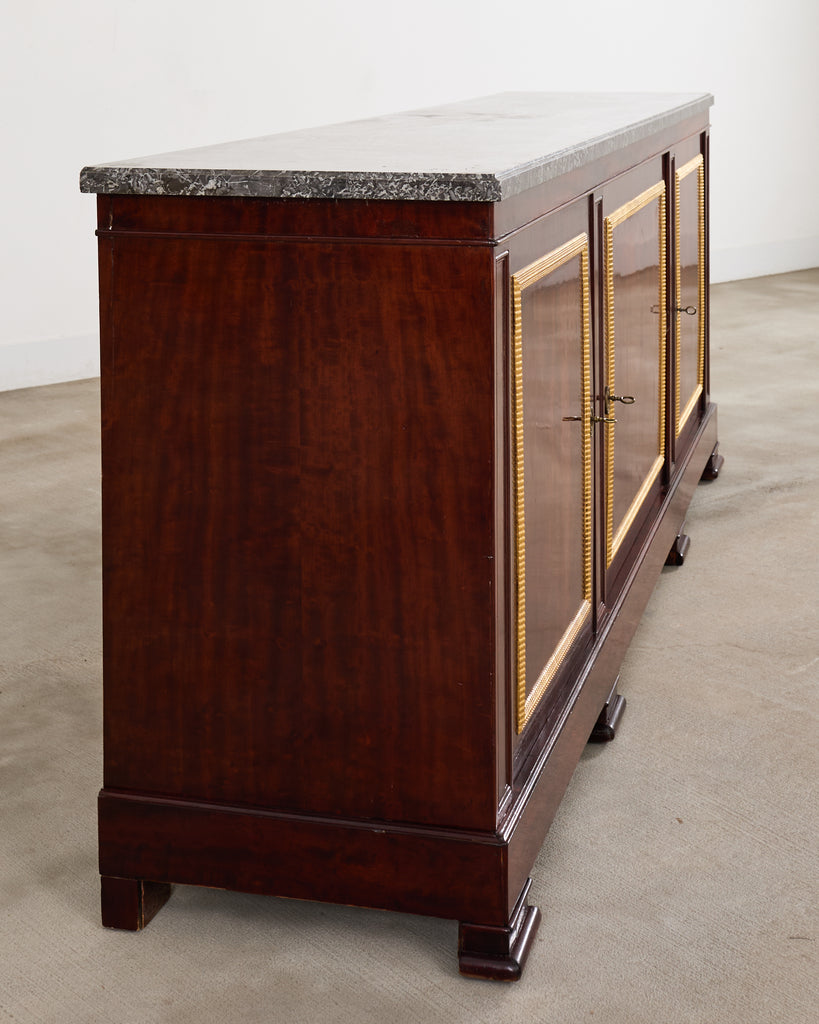 Neoclassical Louis Philippe Marble Top Mahogany Sideboard Buffet