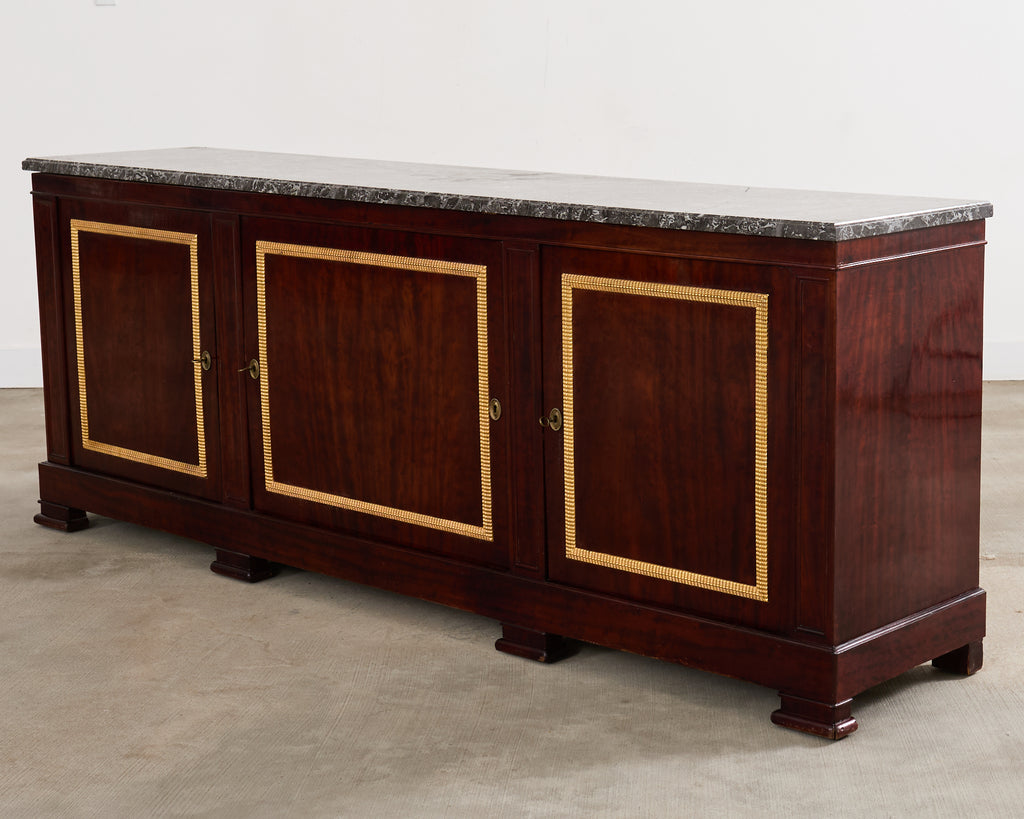 Neoclassical Louis Philippe Marble Top Mahogany Sideboard Buffet
