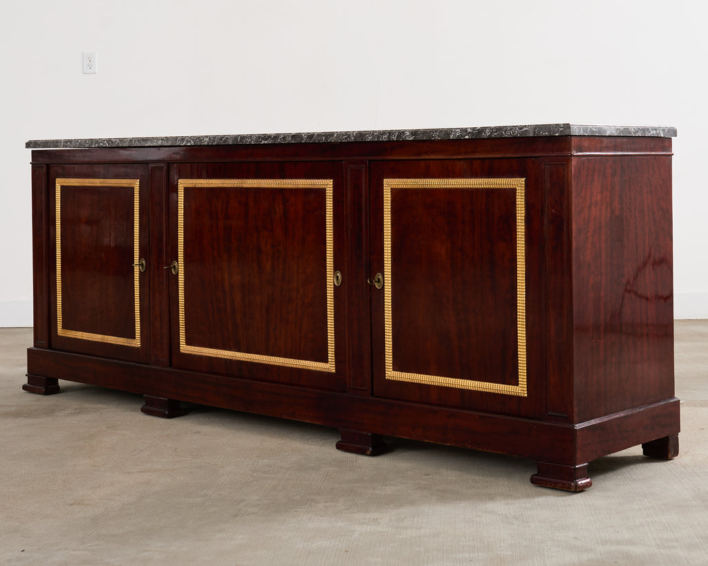 Neoclassical Louis Philippe Marble Top Mahogany Sideboard Buffet
