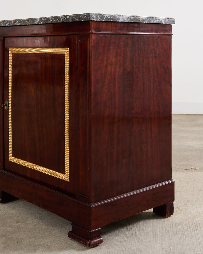 Neoclassical Louis Philippe Marble Top Mahogany Sideboard Buffet
