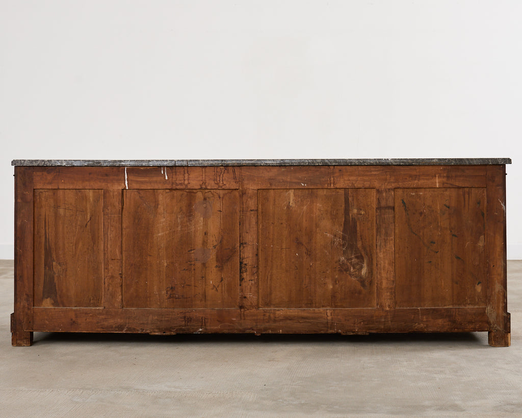 Neoclassical Louis Philippe Marble Top Mahogany Sideboard Buffet