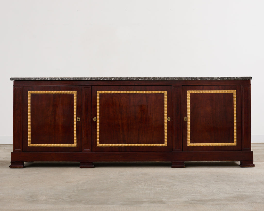 Neoclassical Louis Philippe Marble Top Mahogany Sideboard Buffet