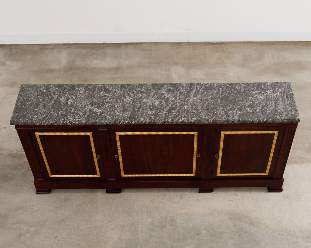 Neoclassical Louis Philippe Marble Top Mahogany Sideboard Buffet