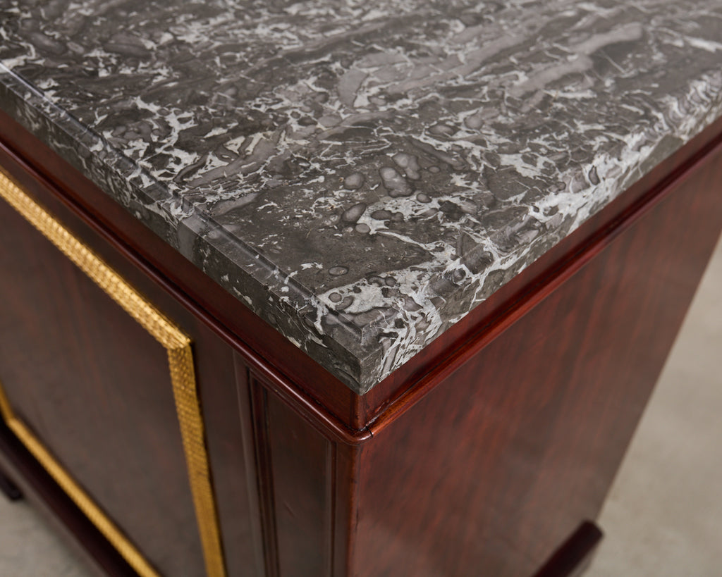 Neoclassical Louis Philippe Marble Top Mahogany Sideboard Buffet