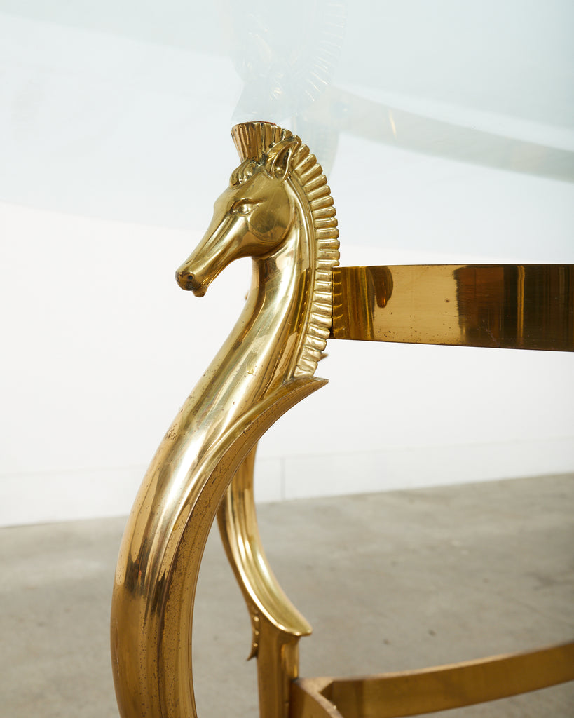 Maison Jansen Style Hollywood Regency Brass Oval Dining Table