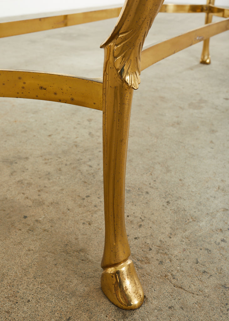 Maison Jansen Style Hollywood Regency Brass Oval Dining Table