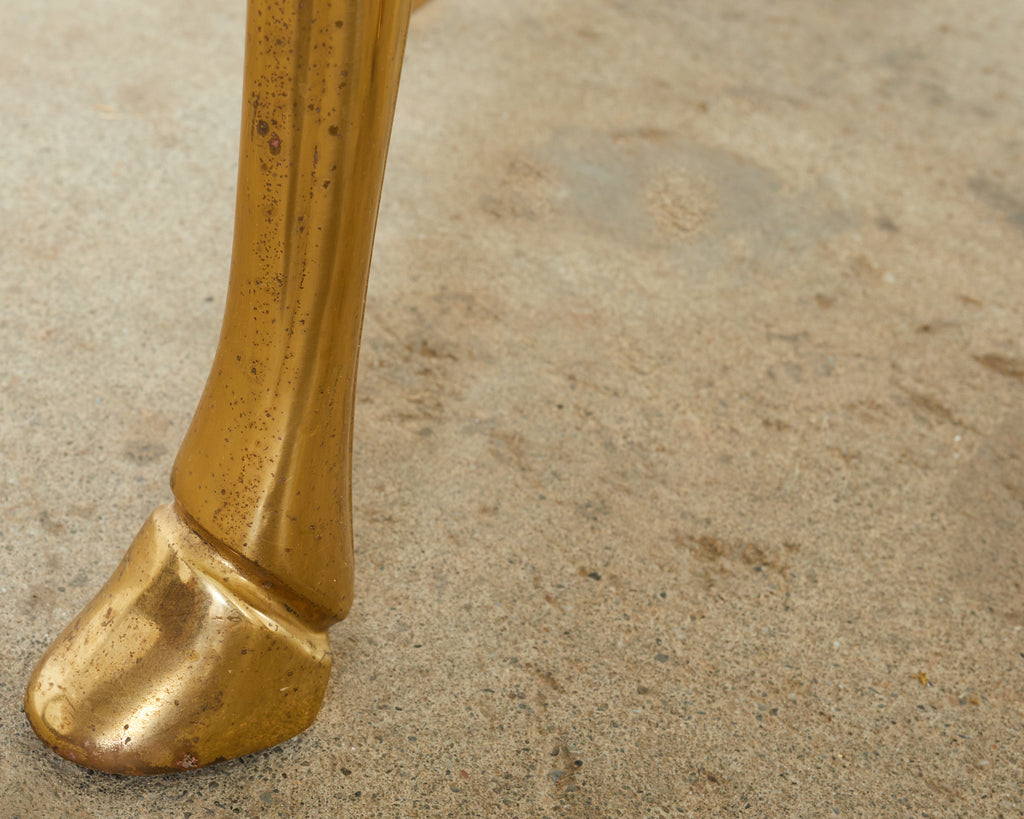 Maison Jansen Style Hollywood Regency Brass Oval Dining Table