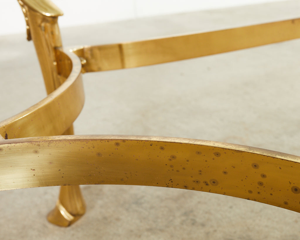 Maison Jansen Style Hollywood Regency Brass Oval Dining Table