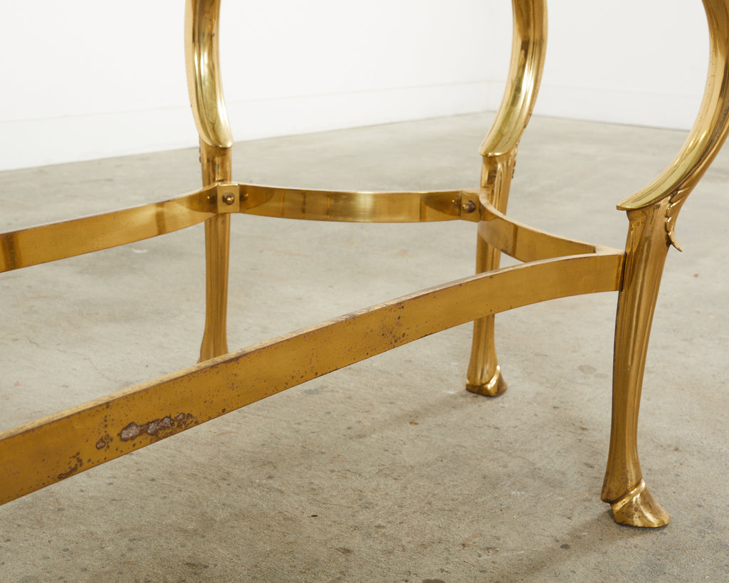 Maison Jansen Style Hollywood Regency Brass Oval Dining Table