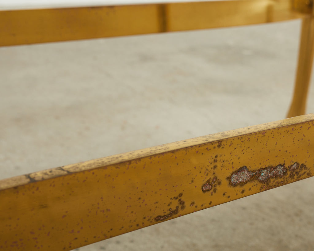 Maison Jansen Style Hollywood Regency Brass Oval Dining Table