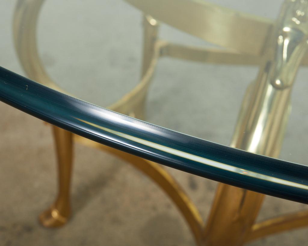 Maison Jansen Style Hollywood Regency Brass Oval Dining Table