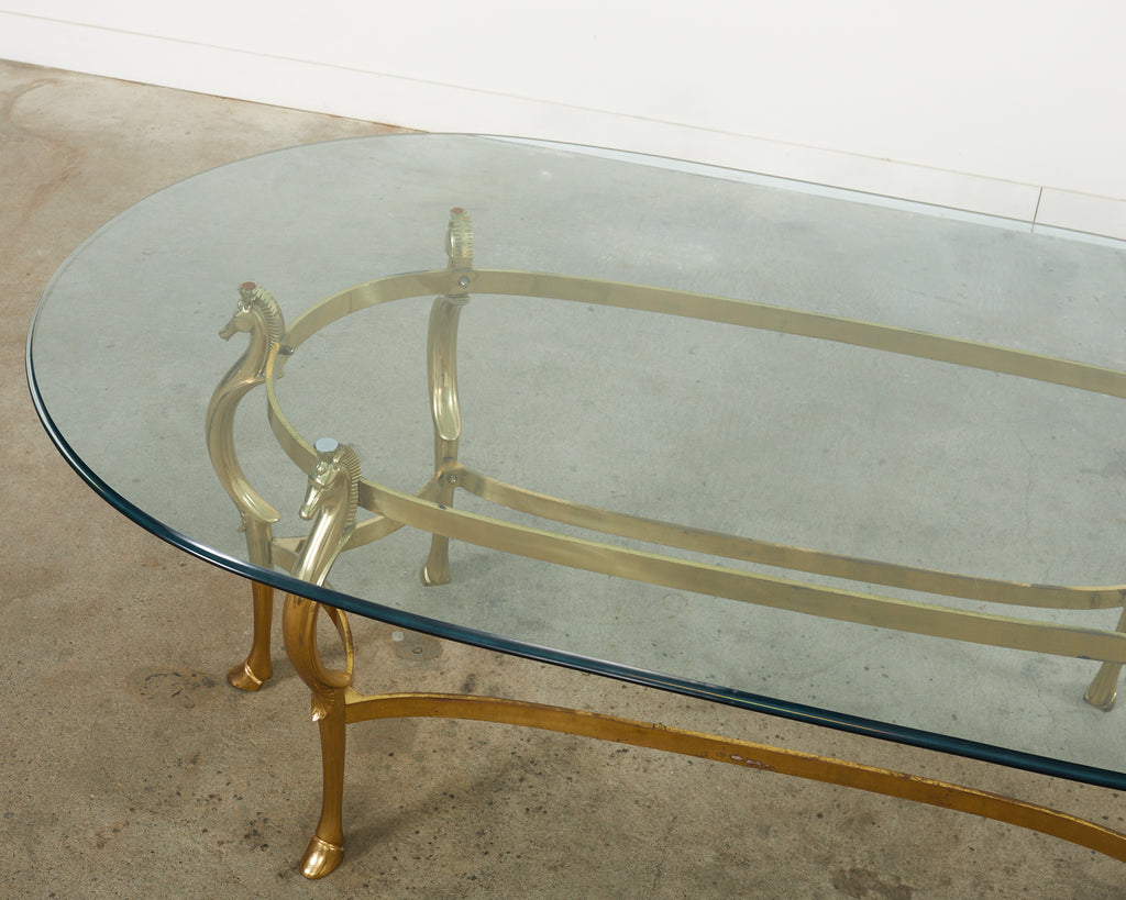 Maison Jansen Style Hollywood Regency Brass Oval Dining Table
