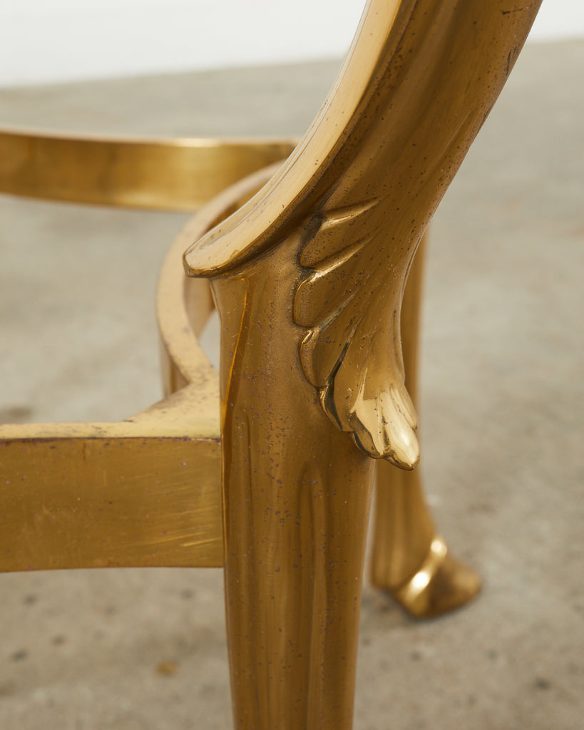 Maison Jansen Style Hollywood Regency Brass Oval Dining Table