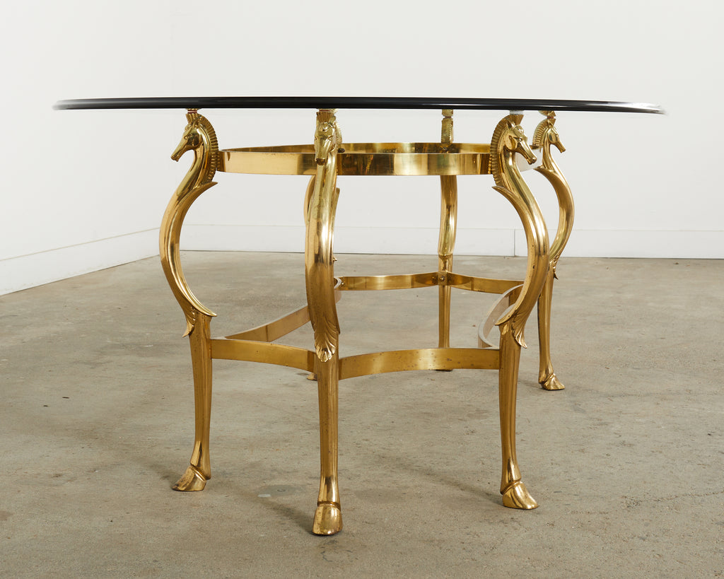 Maison Jansen Style Hollywood Regency Brass Oval Dining Table