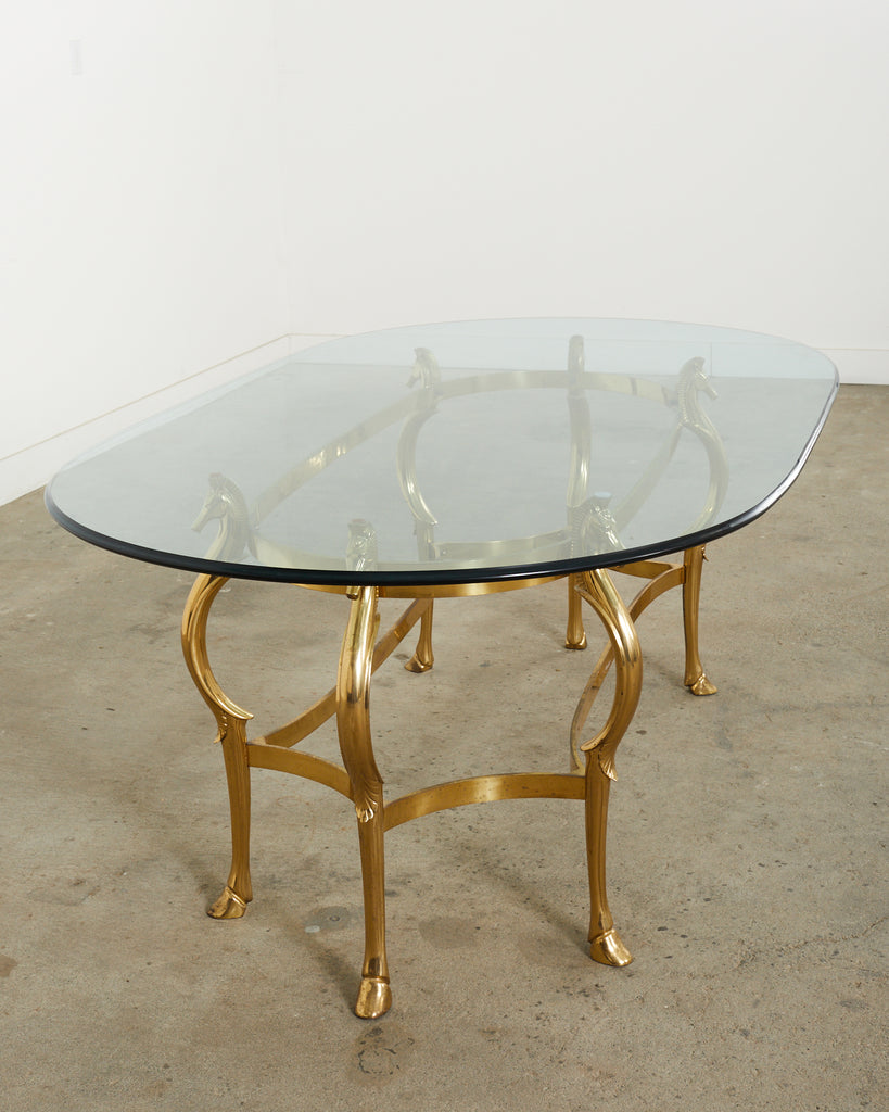 Maison Jansen Style Hollywood Regency Brass Oval Dining Table