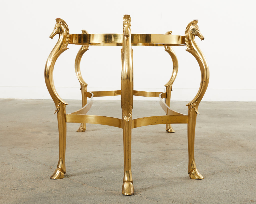 Maison Jansen Style Hollywood Regency Brass Oval Dining Table