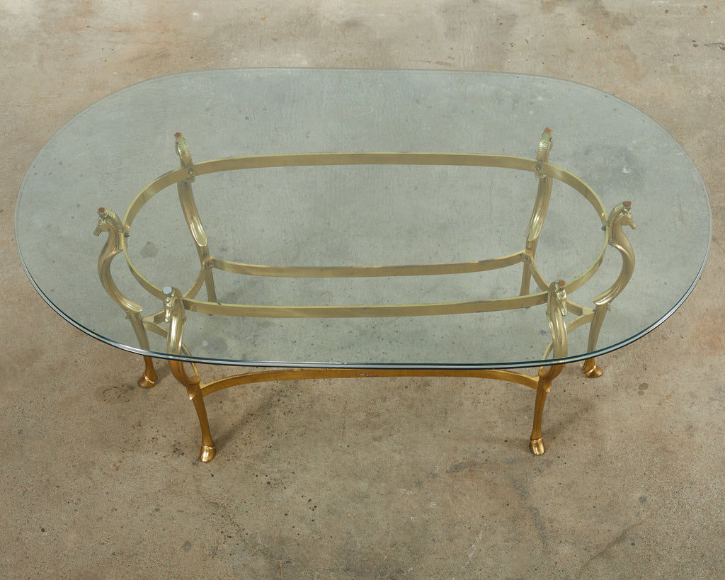 Maison Jansen Style Hollywood Regency Brass Oval Dining Table