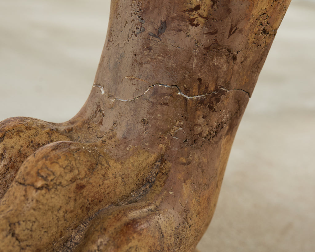 Pair of Maitland Smith Neoclassical Cast Stone Demilune Consoles