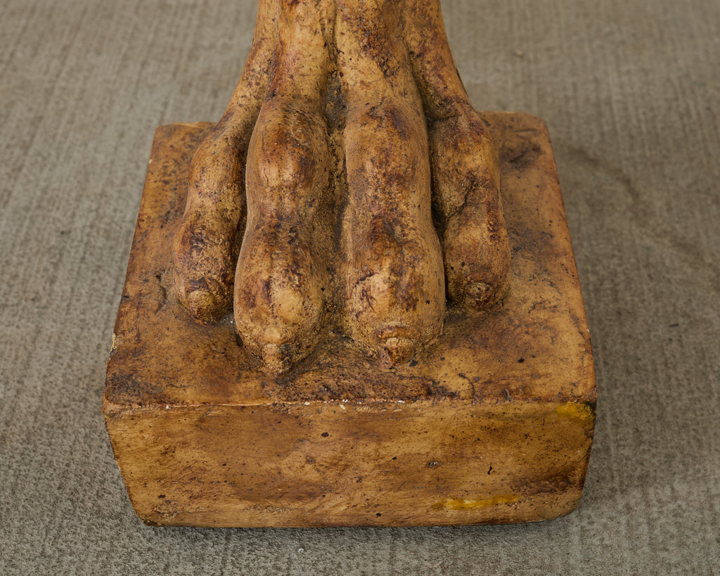 Pair of Maitland Smith Neoclassical Cast Stone Demilune Consoles