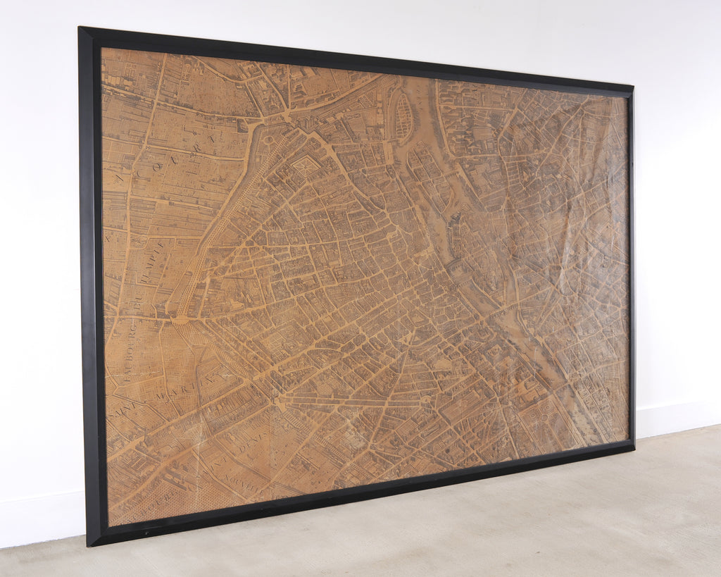 Framed Bird's Eye Map of Paris After Michel-Étienne Turgot 8 Ft