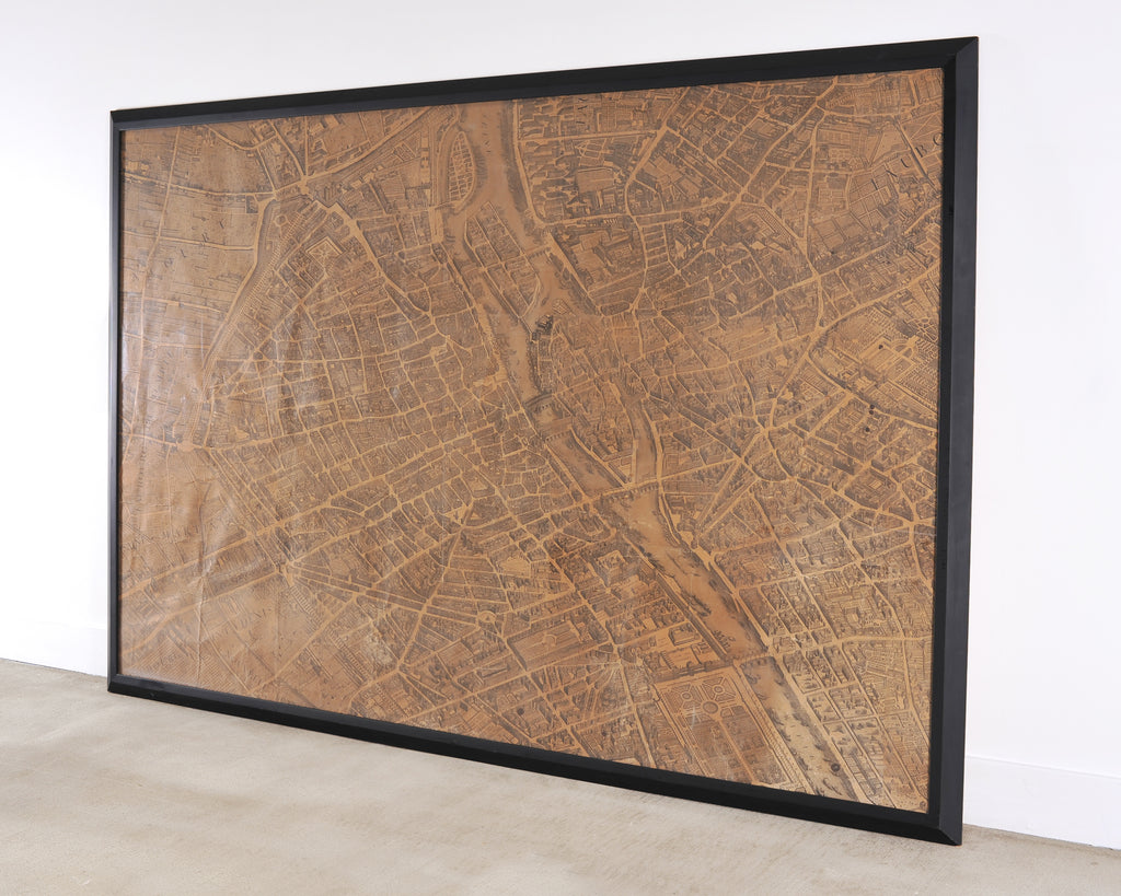 Framed Bird's Eye Map of Paris After Michel-Étienne Turgot 8 Ft
