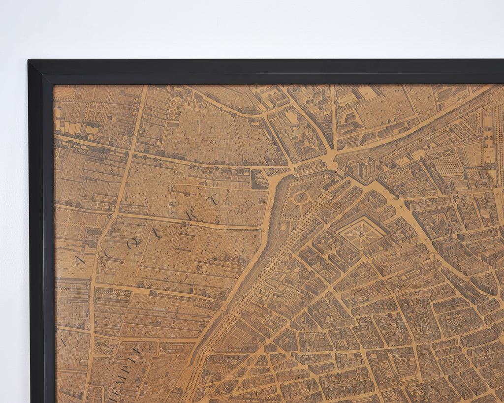 Framed Bird's Eye Map of Paris After Michel-Étienne Turgot 8 Ft