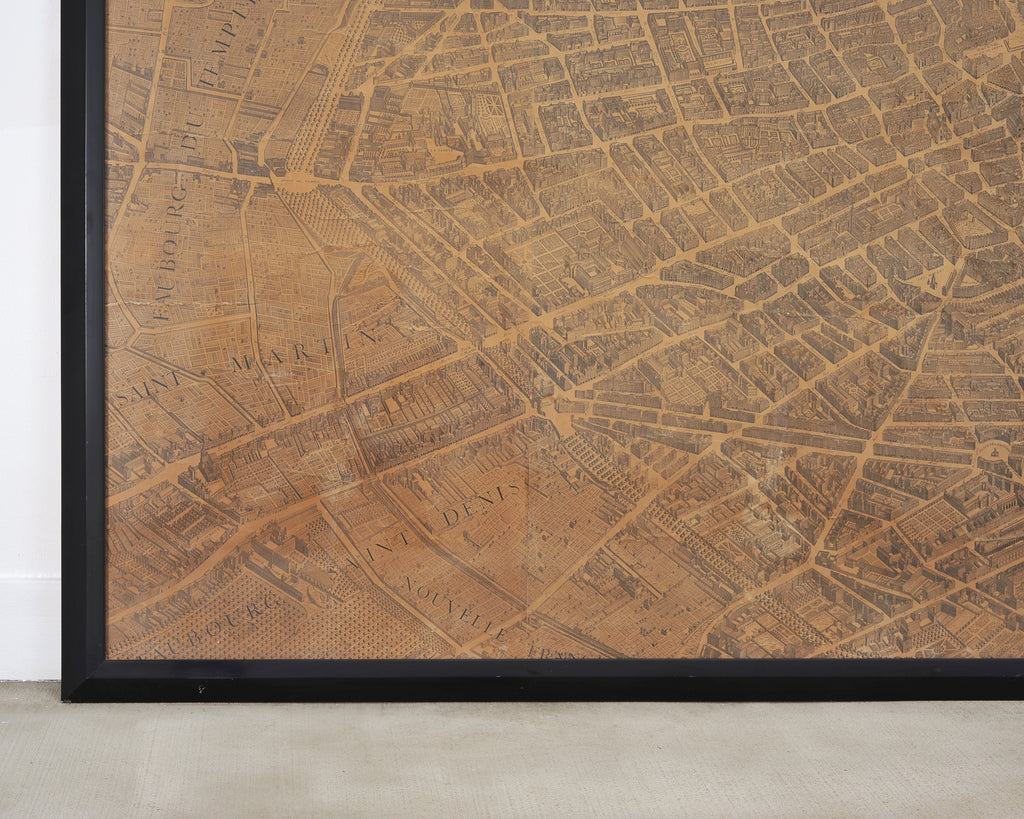 Framed Bird's Eye Map of Paris After Michel-Étienne Turgot 8 Ft