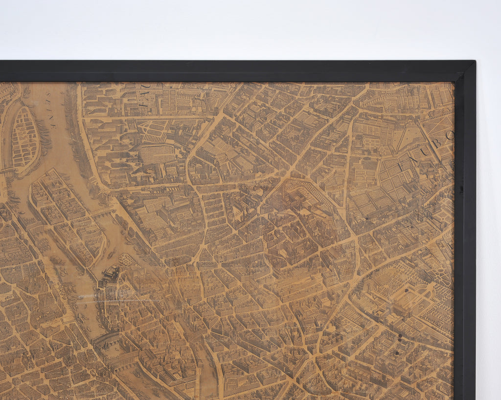 Framed Bird's Eye Map of Paris After Michel-Étienne Turgot 8 Ft