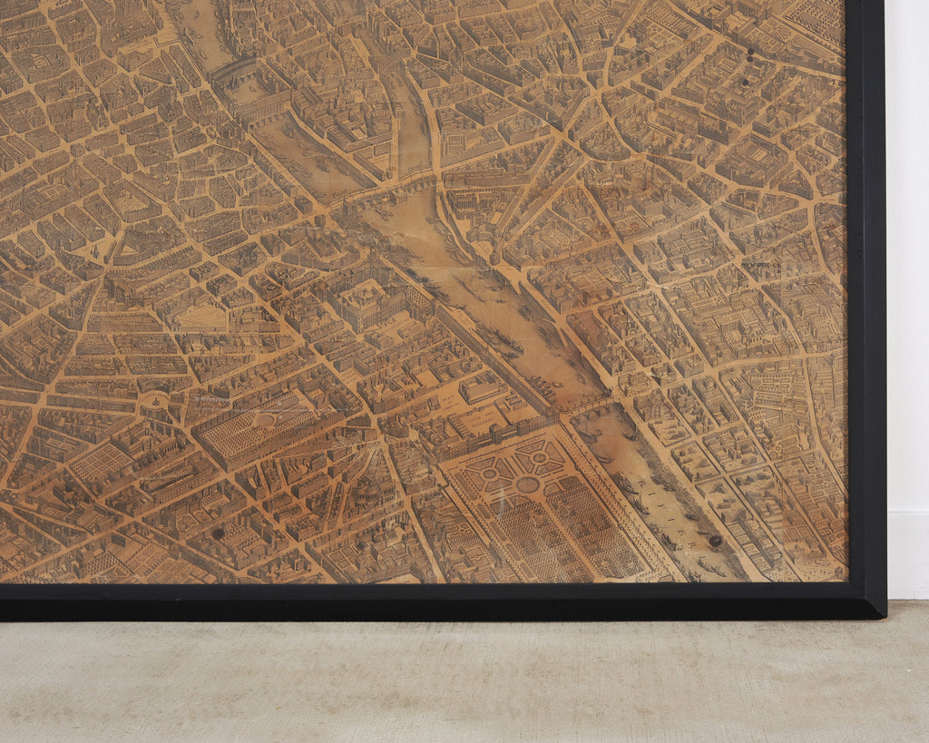 Framed Bird's Eye Map of Paris After Michel-Étienne Turgot 8 Ft