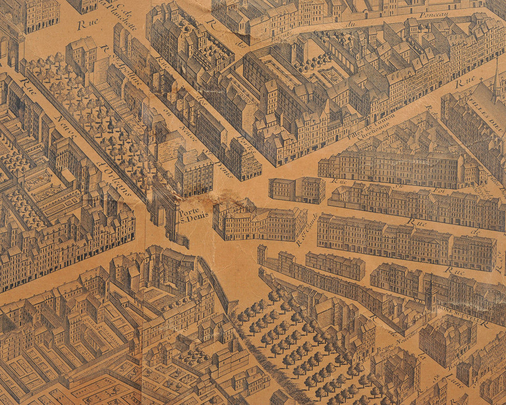 Framed Bird's Eye Map of Paris After Michel-Étienne Turgot 8 Ft